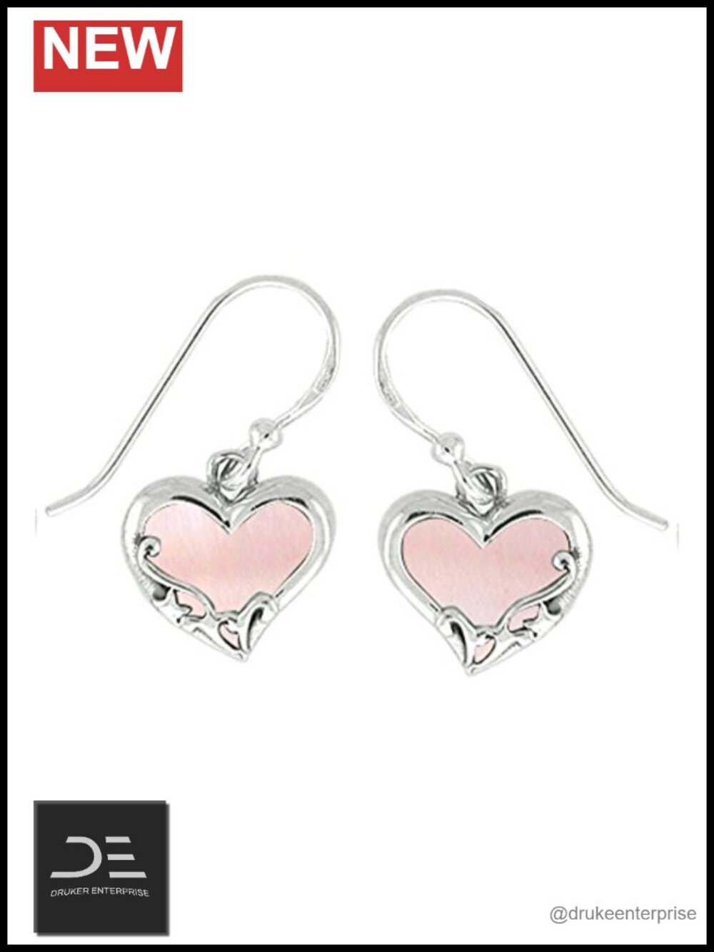 Sterling Silver Heart Drop Earrings Hypoallergenic Handcrafted
